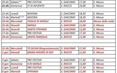 Calendario Tempo Liturgico Natale 2025-’26