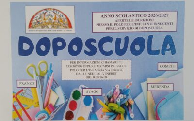 Aperte le iscrizioni per il Doposcuola